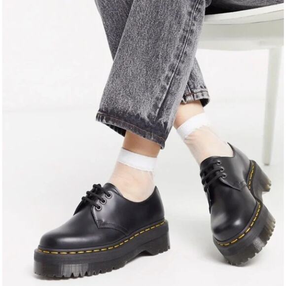 DR. MARTENS 1461 Quad Smooth Leather Platform Oxford Sz 9 $170 - Picture 1 of 8